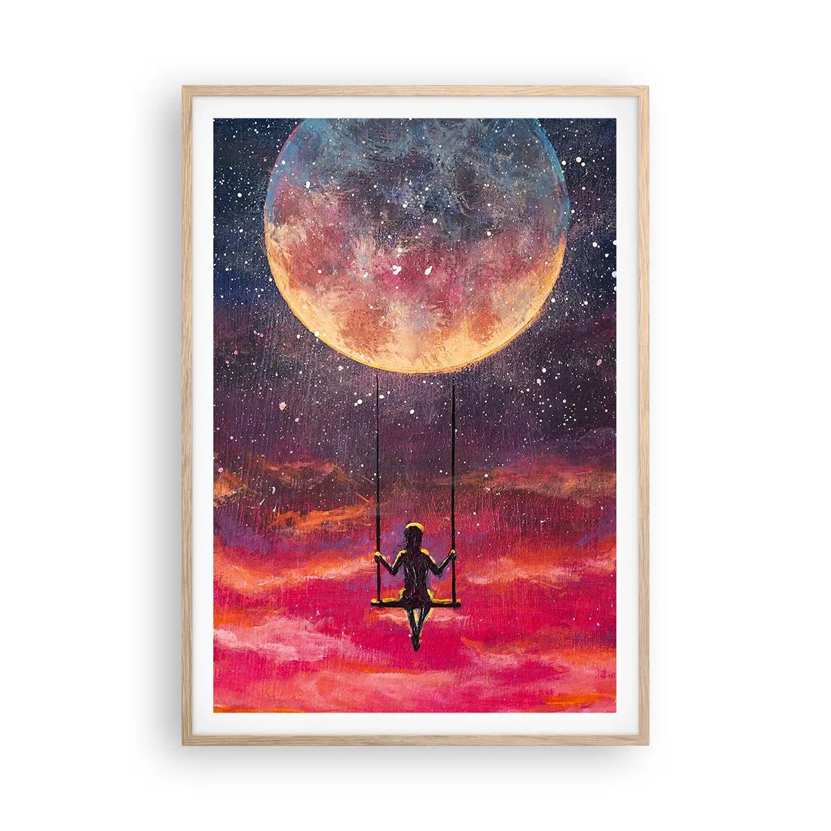 Plakat w ramie jasny dąb - Bujać w obłokach - 70x100 cm