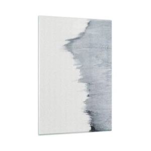 Obraz na szkle - Abstrakcyjna szara kompozycja w minimalistycznym stylu - 80x120cm - Tajemniczy zapis - Nowoczesna dekoracja ścienna do salonu i sypialni ARTTOR