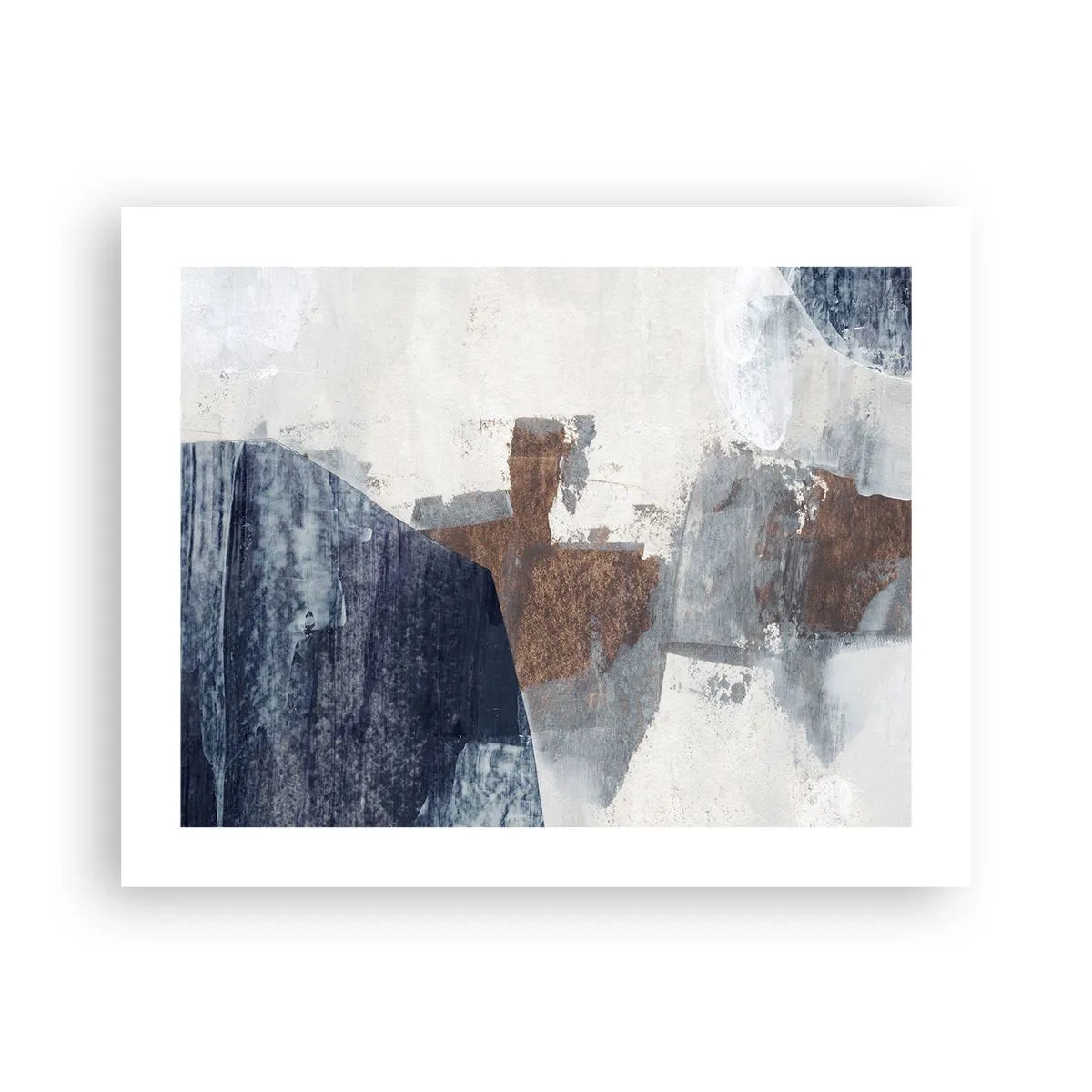 Plakat - Błękitno-brunatne kształty - 50x40 cm