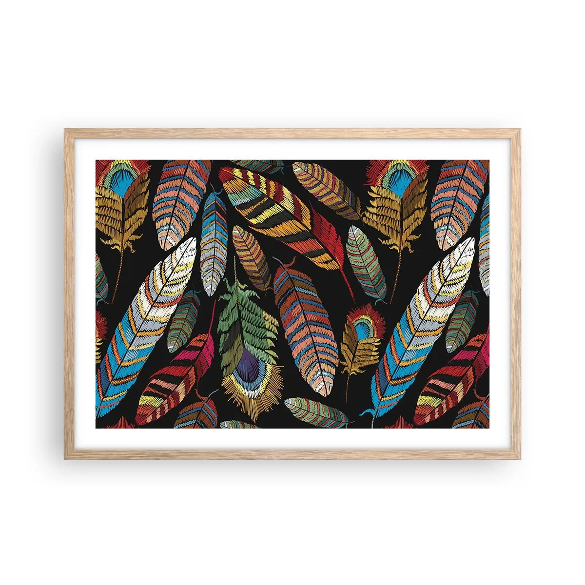 Plakat w ramie jasny dąb - Ptasi karnawał - 70x50 cm