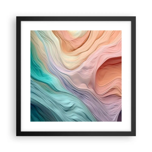 Plakat w czarnej ramie - Tęczowa fala - 40x40 cm