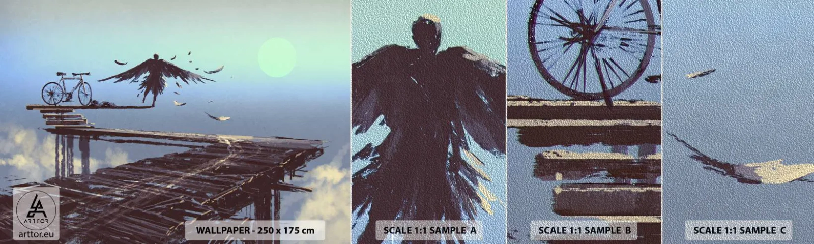 Fototapeta Próbka Premium Sand - Ikar wiecznie żywy - Abstrakcja, Ikar, Rower - 100x30 cm