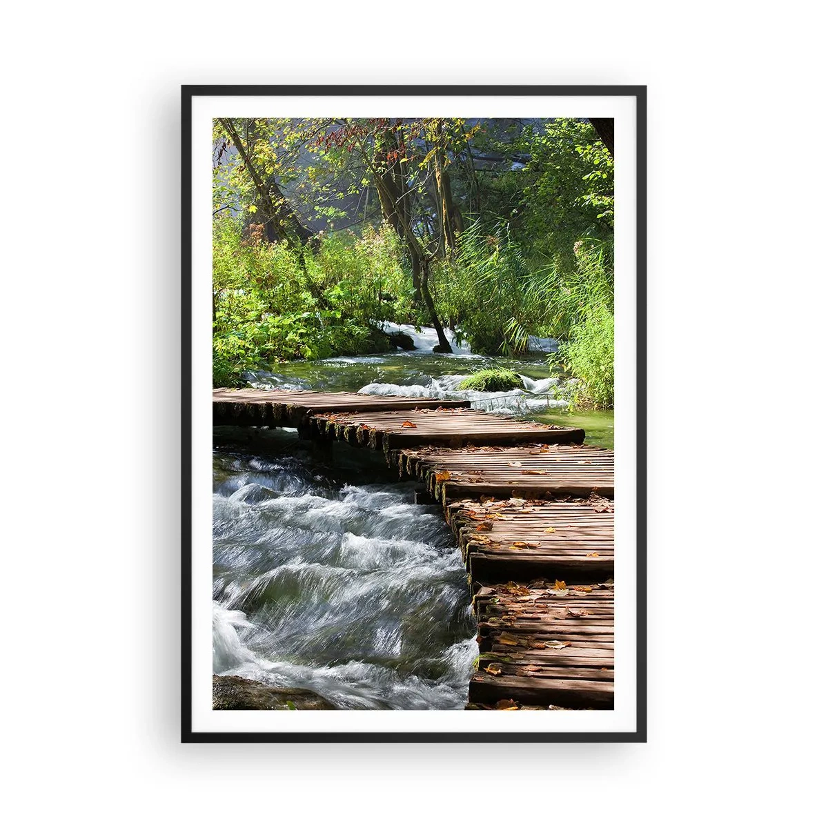 Plakat w czarnej ramie - Nad pienistą kaskadą - 70x100 cm