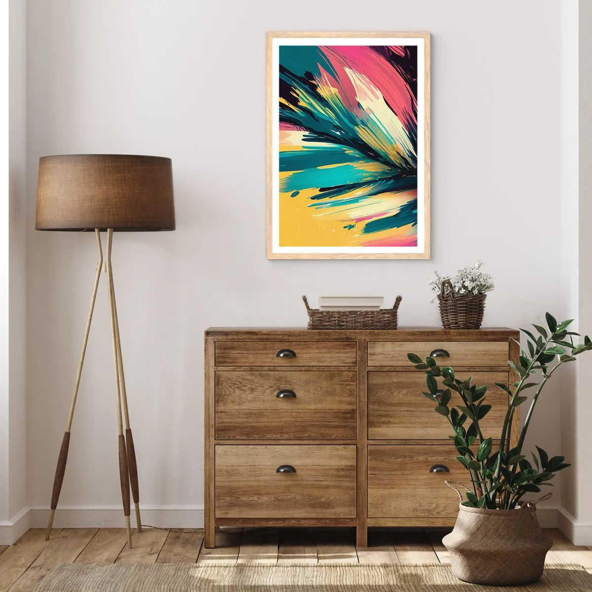 Plakat w ramie jasny dąb - Kompozycja – eksplozja radości - 30x40 cm