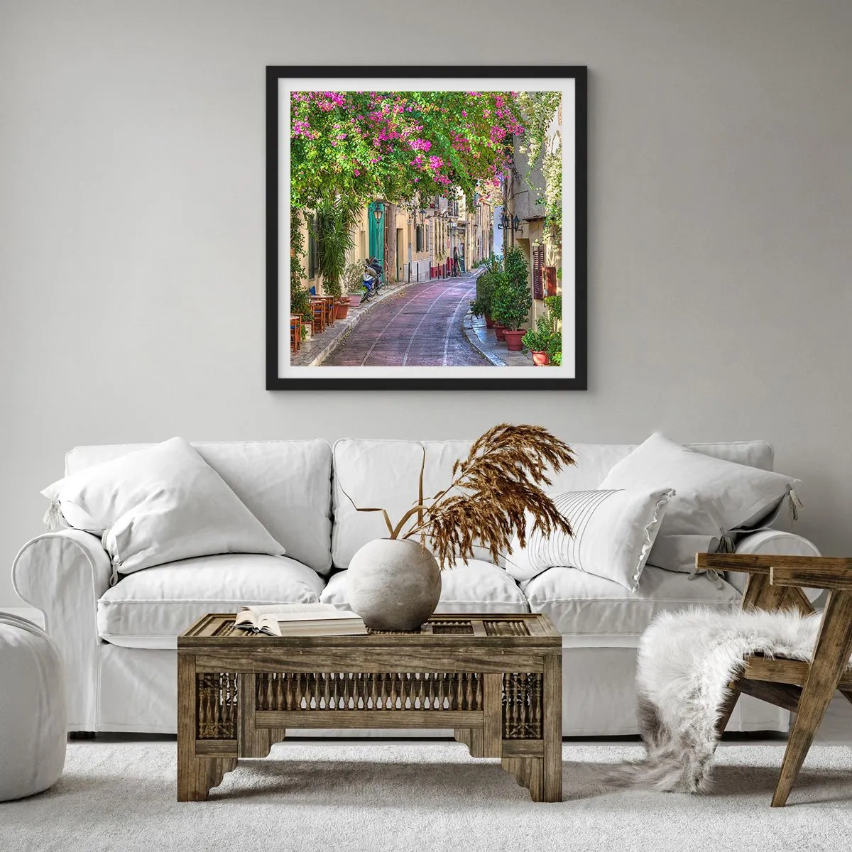 Plakat w czarnej ramie - Kwitnący zaułek - 50x50 cm