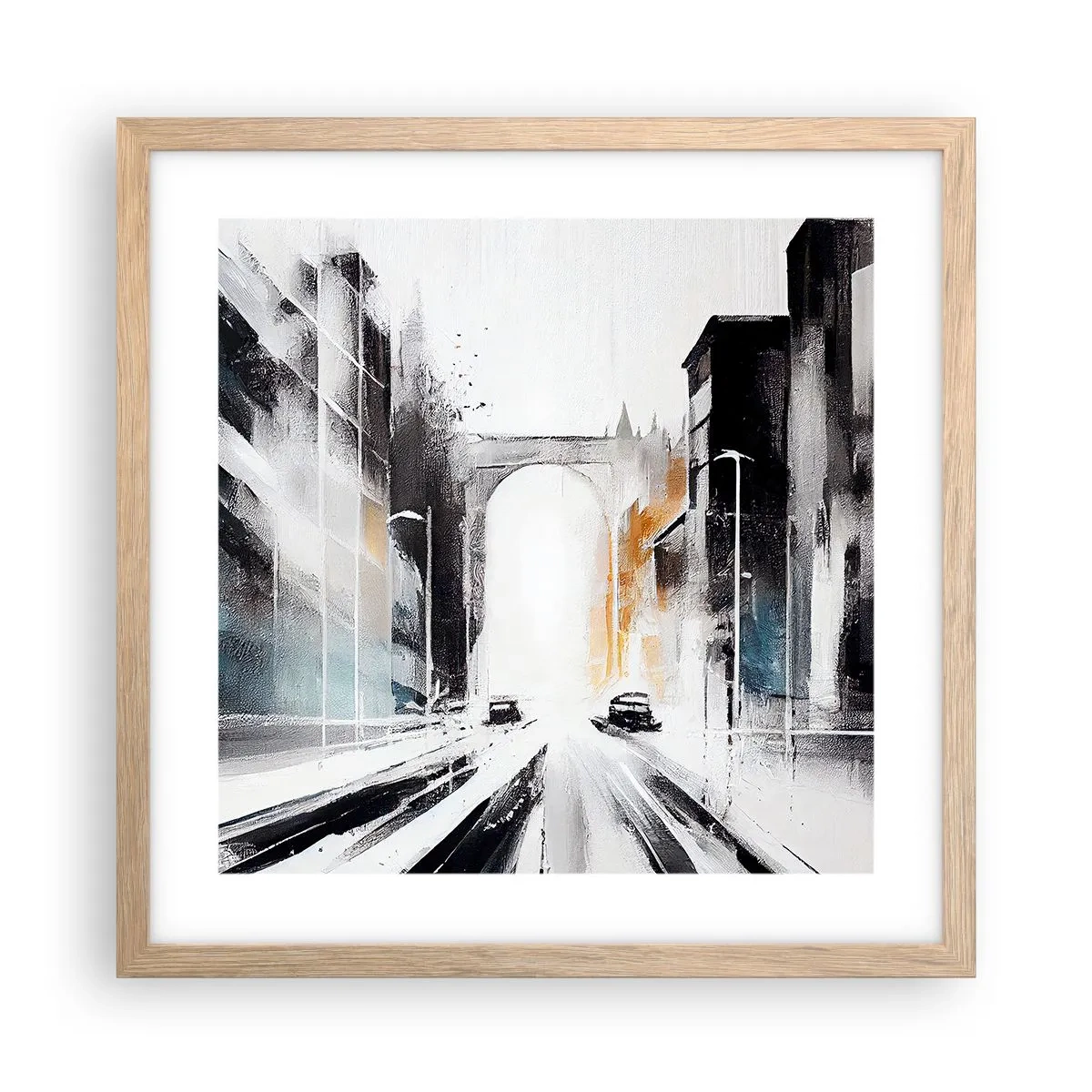 Plakat w ramie jasny dąb - Studium miasta: architektura i ruch - 40x40 cm