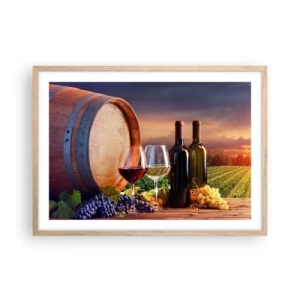 Plakat w ramie jasny dąb - Tu życie ma smak - 70x50 cm