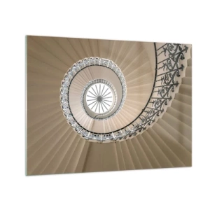 Obraz na szkle - Widok w górę spiralnych schodów przypominających muszlę - 70x50cm - W środku muszli - Nowoczesna dekoracja ścienna do salonu i sypialni ARTTOR