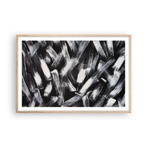 Plakat w ramie jasny dąb - Abstrakcja w duchu industrialnym - 91x61 cm