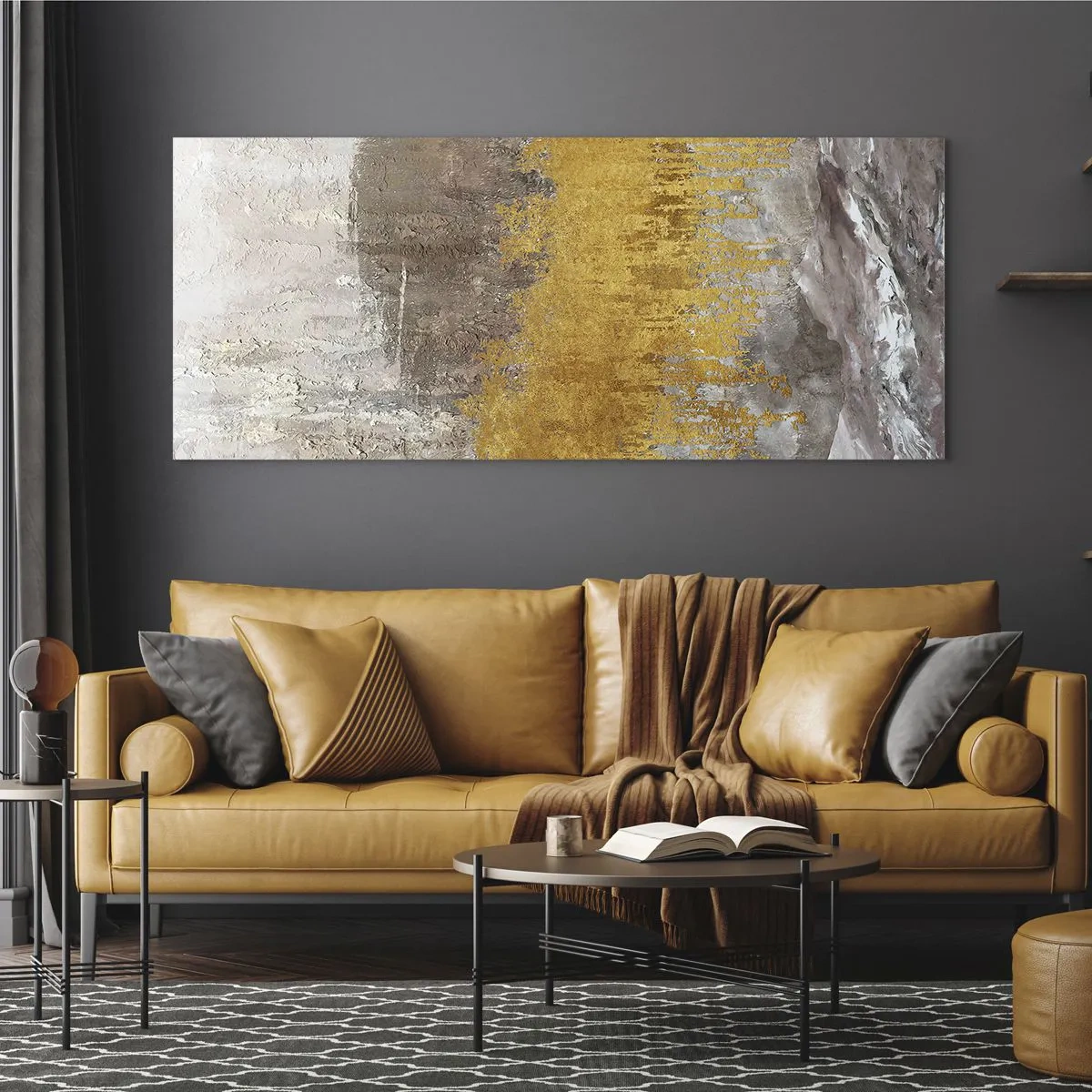 Obraz na szkle - Złocisty podmuch - 100x40 cm