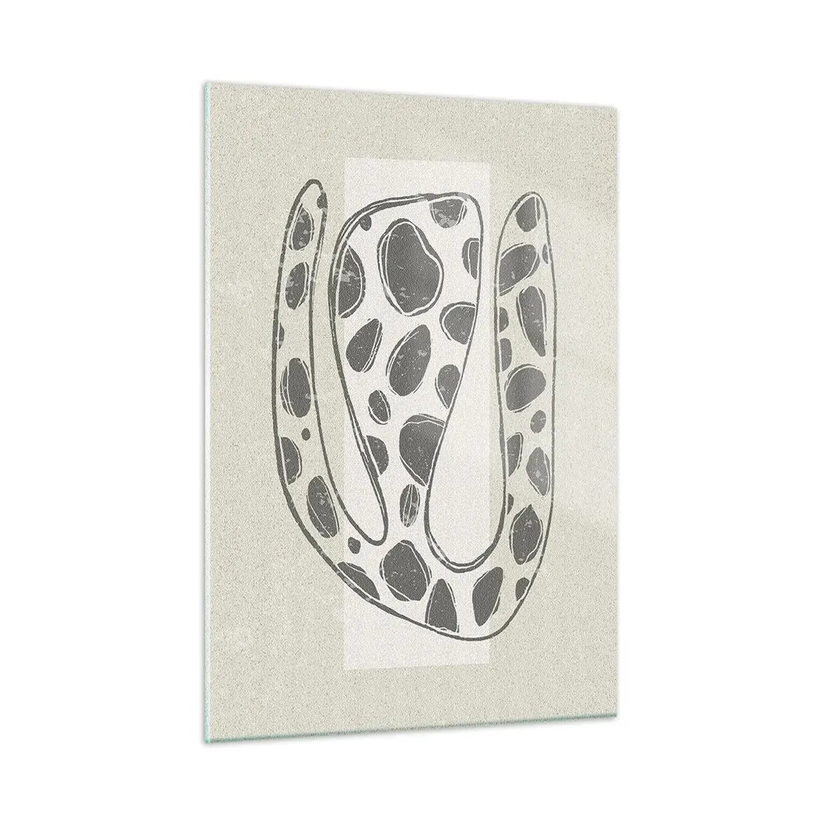 Obraz na szkle - Fantazyjna organiczna forma w odcieniach szarości na beżu - 50x70cm - Przedziwne stworzenie - Nowoczesna dekoracja ścienna do salonu, kuchni i sypialni ARTTOR