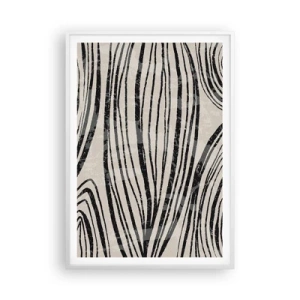 Plakat w białej ramie - Rozlewisko linii - 70x100 cm