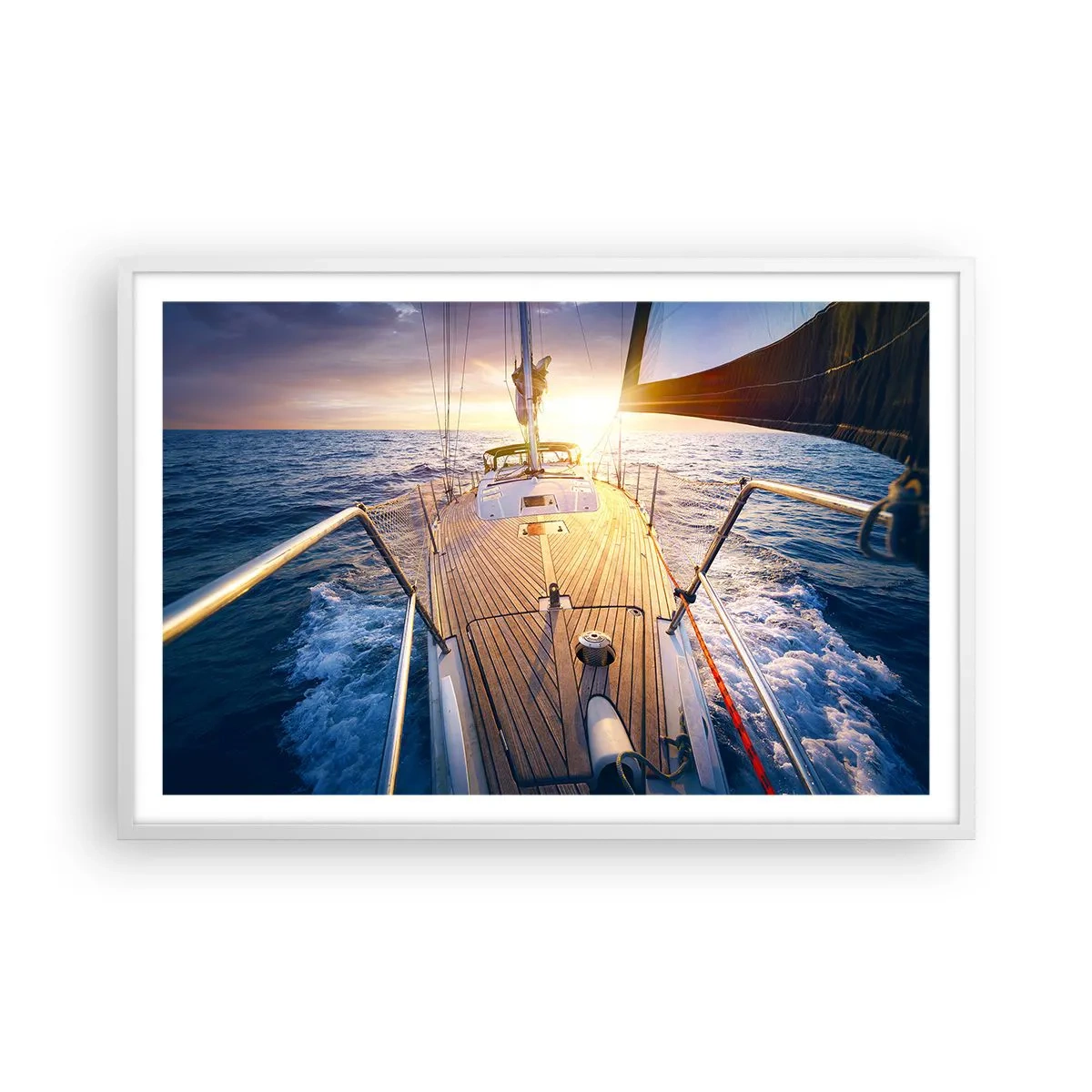 Plakat w białej ramie - Biegnąca po falach - 91x61 cm