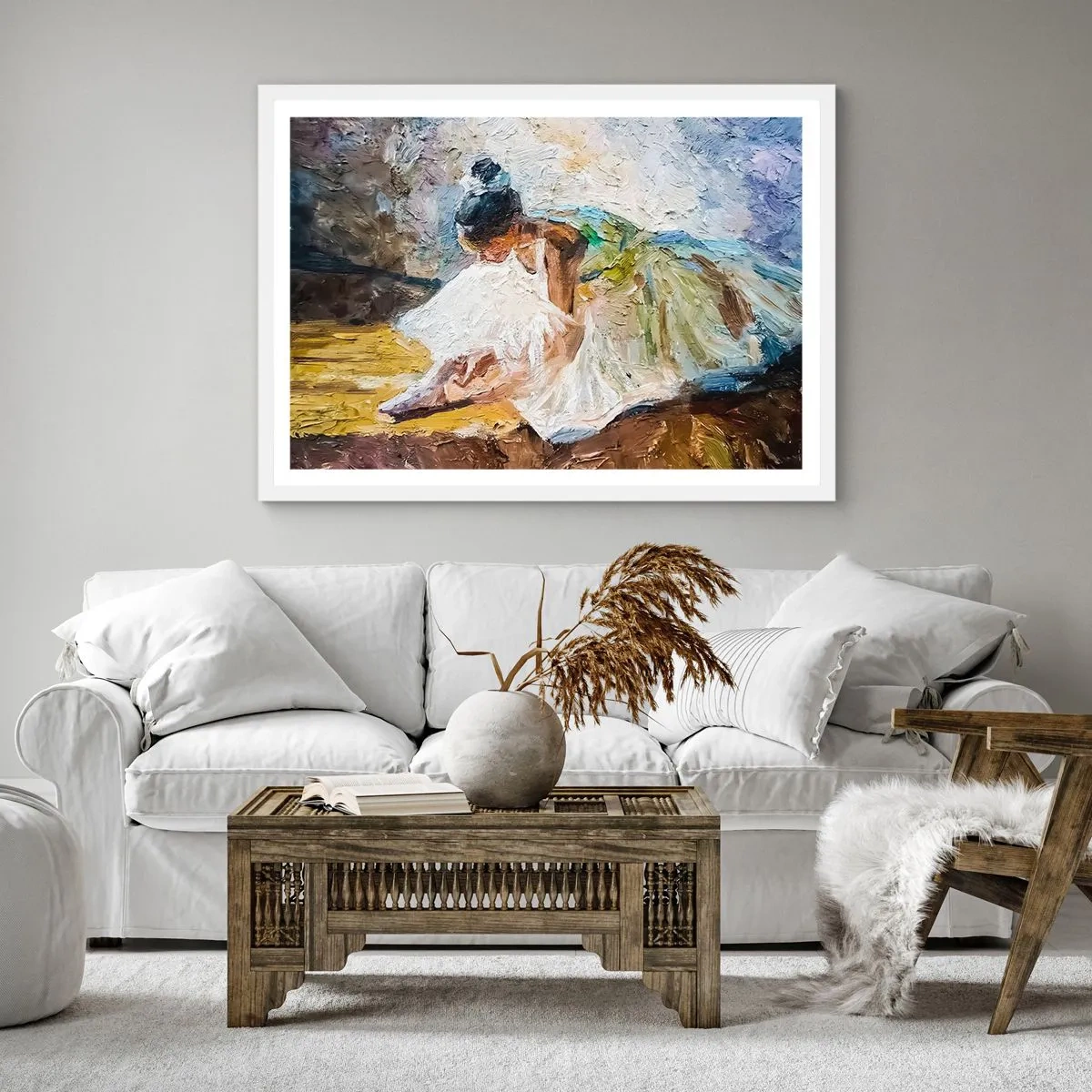 Plakat w białej ramie - Z obrazu Degasa - 30x30 cm