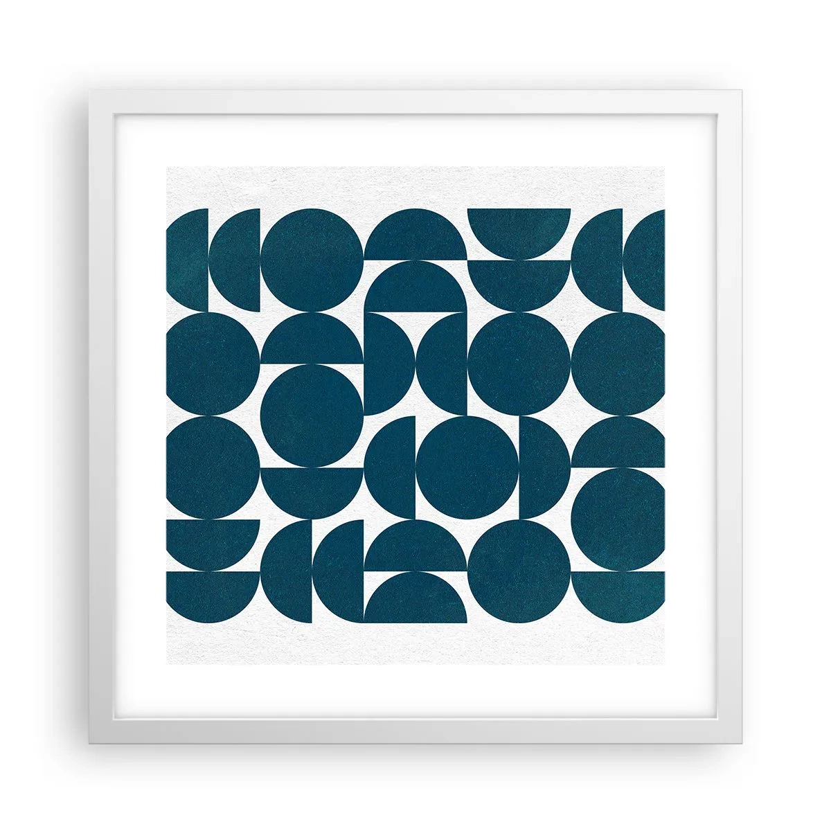 Plakat w białej ramie - Koła i półkola - 40x40 cm