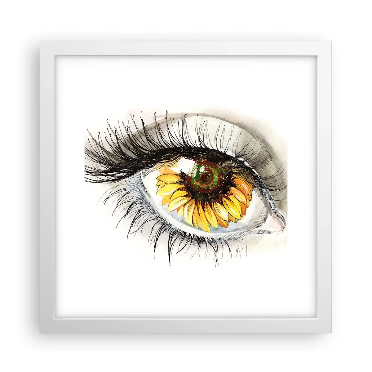 Plakat w białej ramie - Spojrzenie gorące jak lato - 30x30 cm