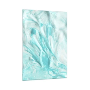 Obraz na szkle - Abstrakcyjne niebiesko-białe wzory przypominające ruch fal - 50x70cm - Na zawsze razem - Nowoczesna dekoracja ścienna do salonu, kuchni i sypialni ARTTOR
