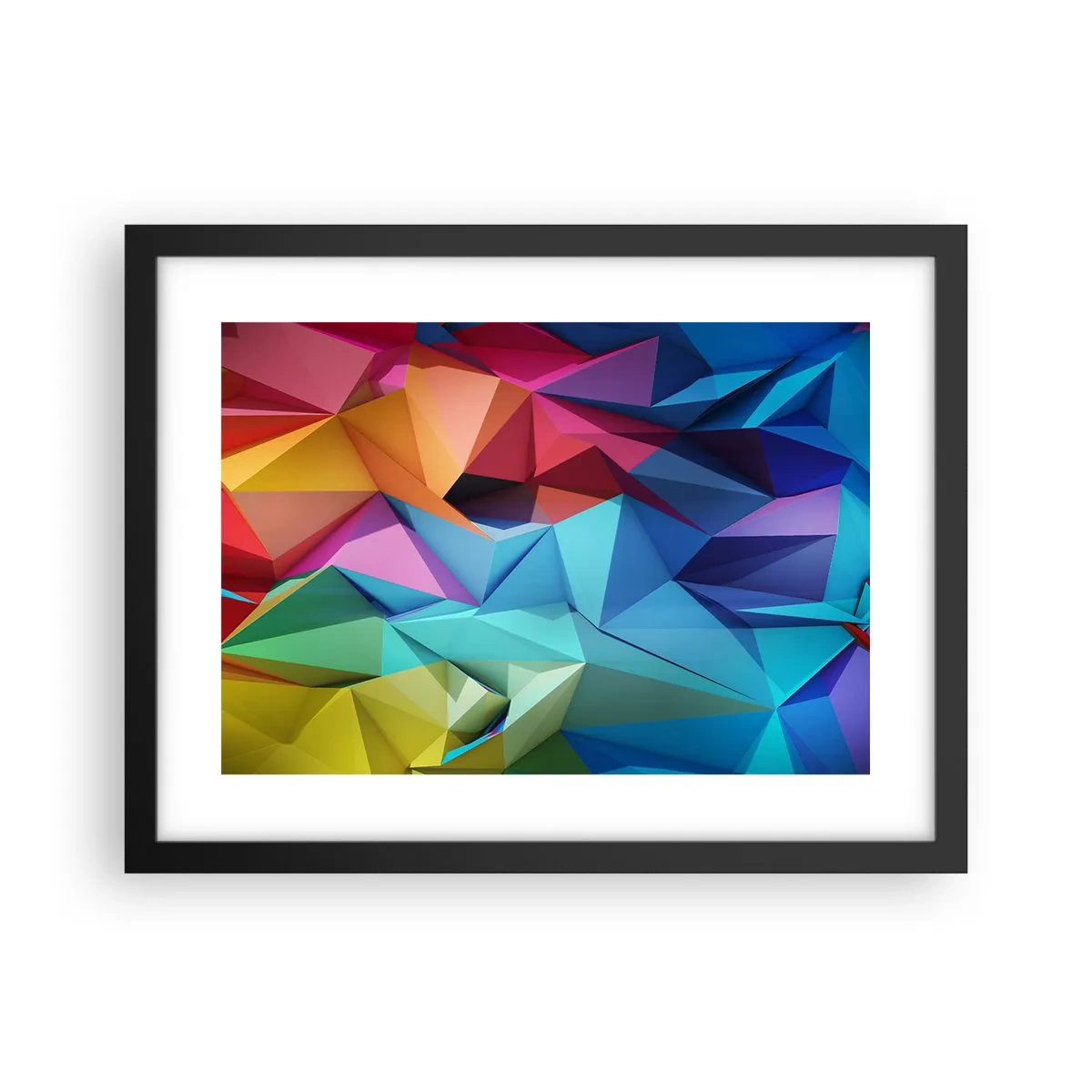 Plakat w czarnej ramie - Tęczowe origami - 40x30 cm