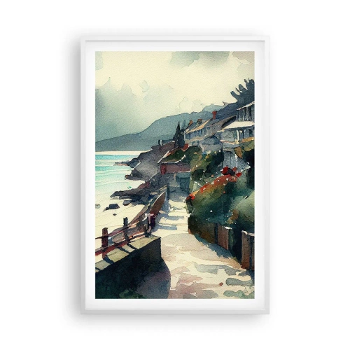 Plakat w białej ramie - Śródziemnomorskie miasteczko - 61x91 cm