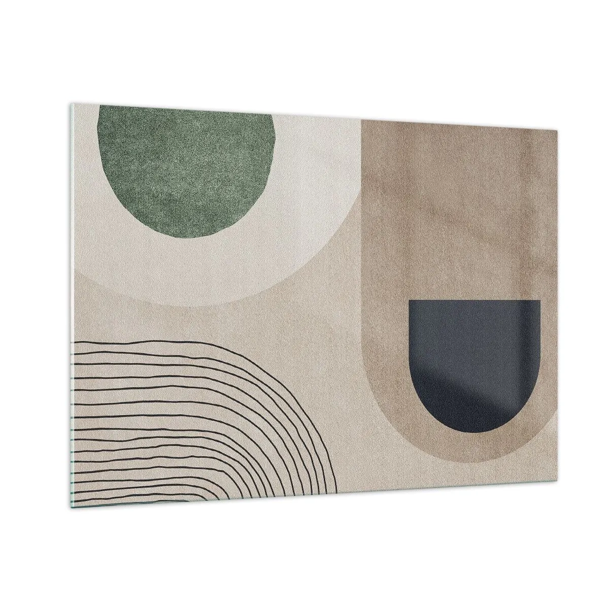 Obraz na szkle - Abstrakcyjne figury geometryczne w stonowanej kolorystyce - 100x70cm - Łagodność owalu - Nowoczesna dekoracja ścienna do salonu, kuchni i sypialni ARTTOR