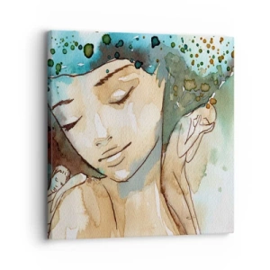 Obraz na płótnie - Lady in blue - 30x30 cm