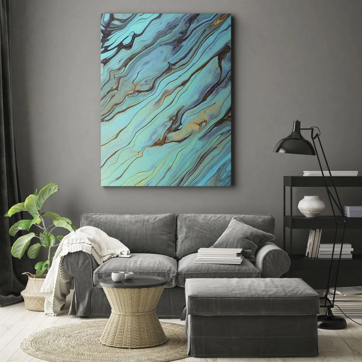 Obraz na płótnie - Turkusowy przypływ - 55x100 cm