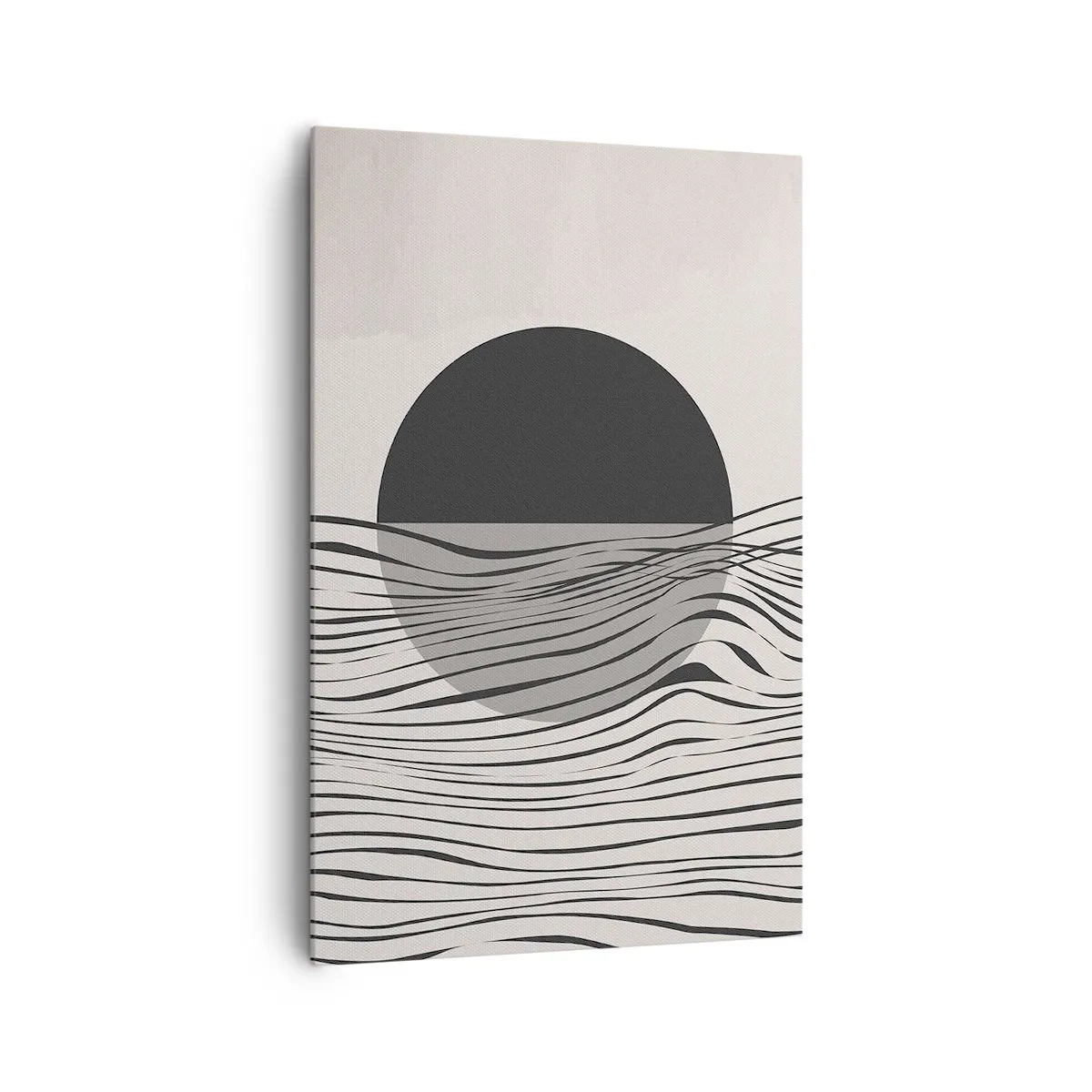 Obraz na płótnie - Abstrakcyjne linie i geometryczne kształty w stonowanych barwach - 80x120cm - Kompozycja połowiczna - Nowoczesna dekoracja ścienna do salonu i sypialni ARTTOR