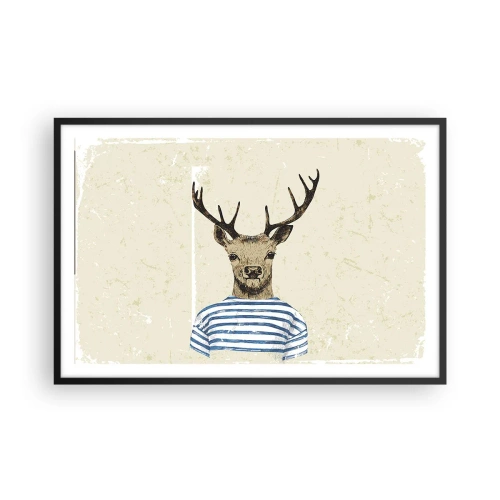 Plakat w czarnej ramie - Bo lubię koszulki w paski! - 91x61 cm