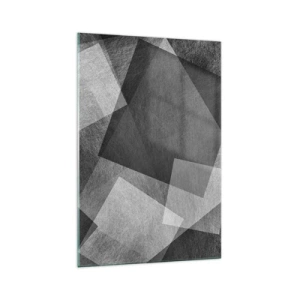 Obraz na szkle - Czarno-biała abstrakcja z geometrycznymi kształtami - 70x100cm - Odwieczny symbol trwałości i porządku - Nowoczesna dekoracja ścienna do salonu i sypialni ARTTOR