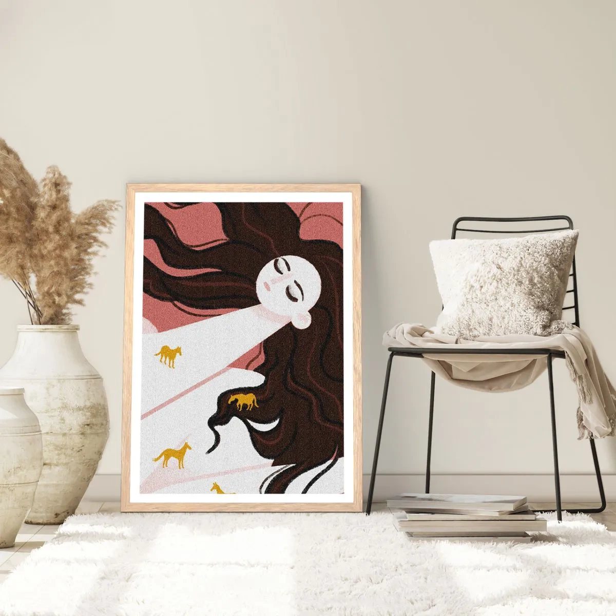 Plakat w ramie jasny dąb - Sen o złotym koniu - 61x91 cm