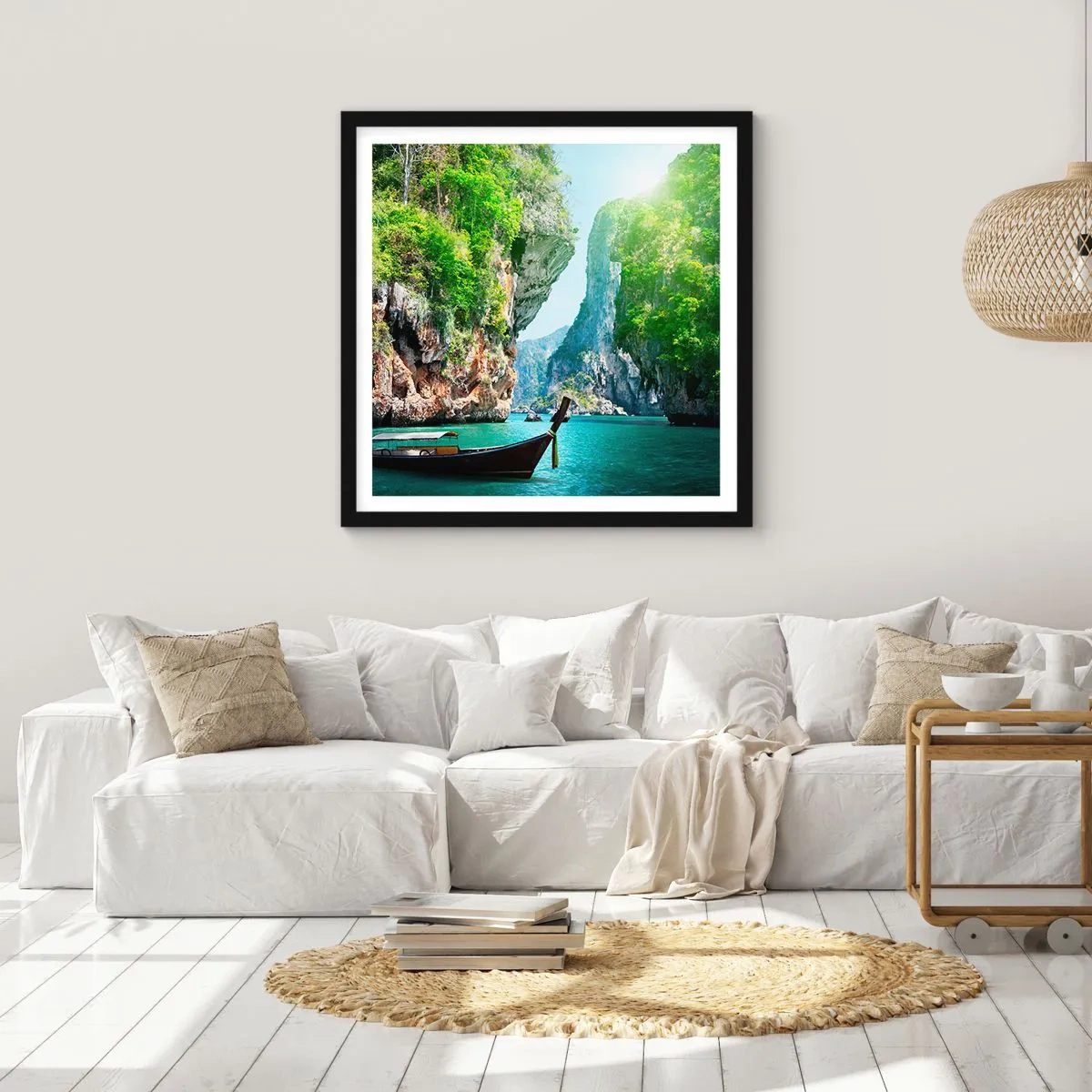 Plakat w czarnej ramie - Zaproszenie do egzotycznej podróży - 40x40 cm