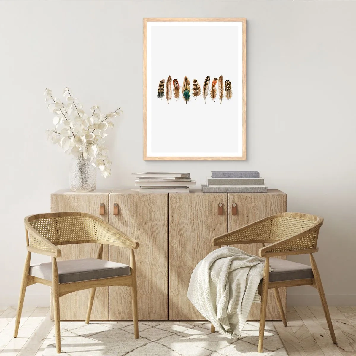 Plakat w ramie jasny dąb - Pierzasta wariacja - 50x70 cm