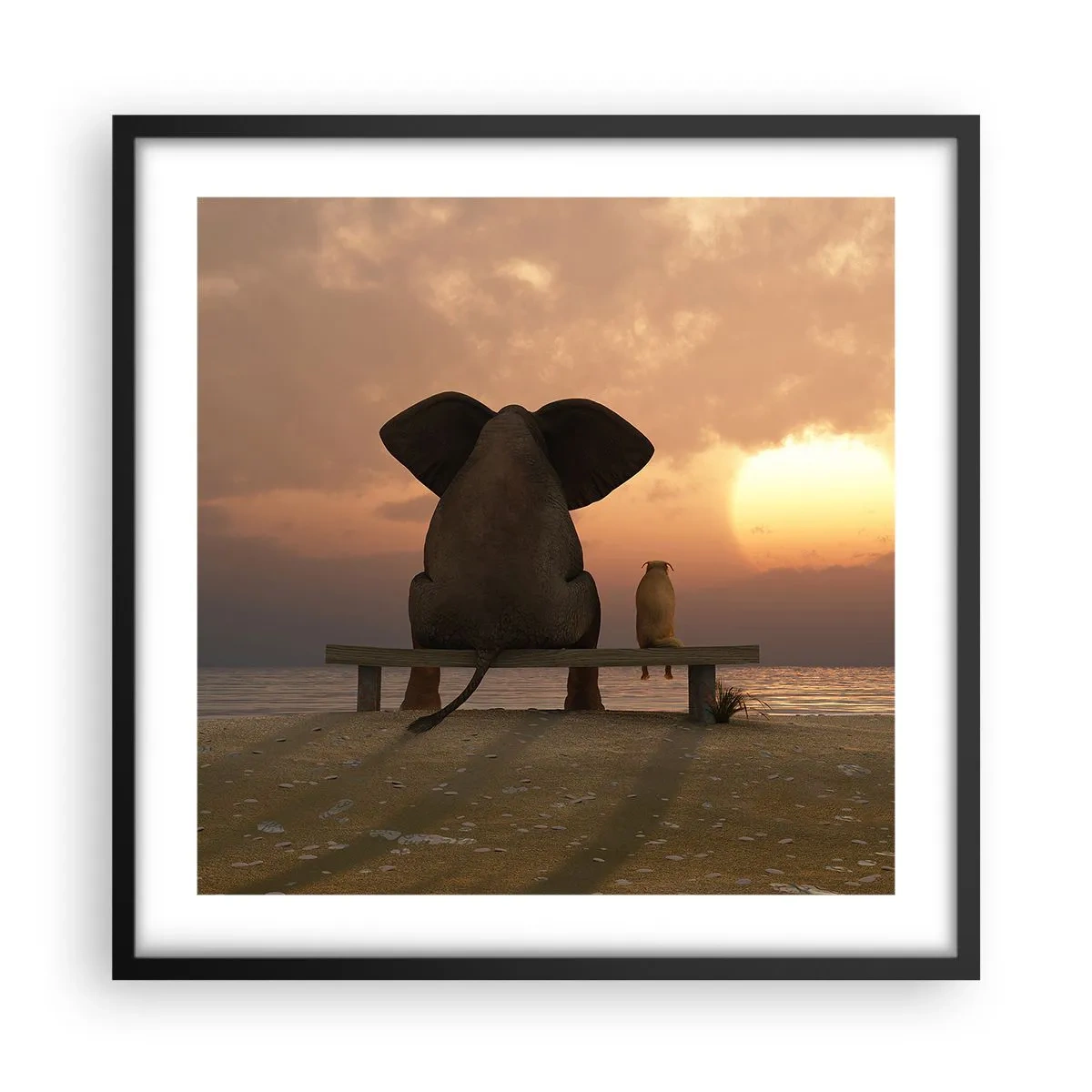 Plakat w czarnej ramie - Dobrze jest razem pomilczeć - 50x50 cm