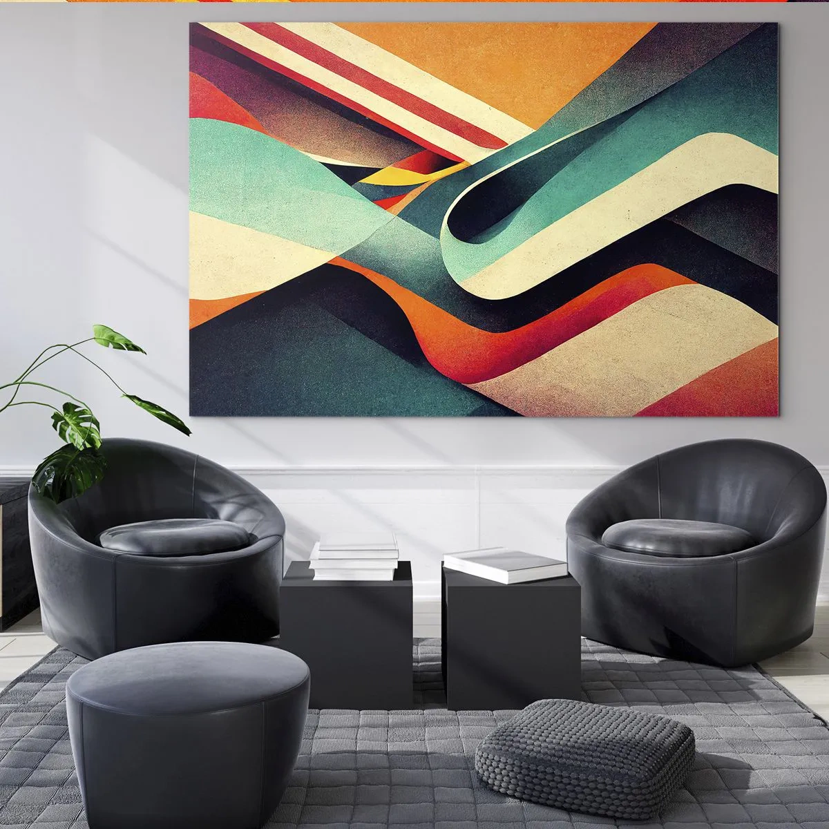 Obraz na szkle - Kolorowe pasy w dynamicznej, abstrakcyjnej kompozycji - 70x50cm - Kompozycja intensywna - Nowoczesna dekoracja ścienna do salonu i sypialni ARTTOR