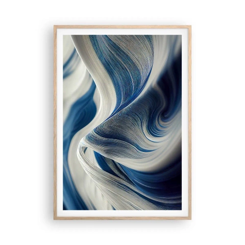Plakat w ramie jasny dąb - Płynność błękitu i bieli - 70x100 cm