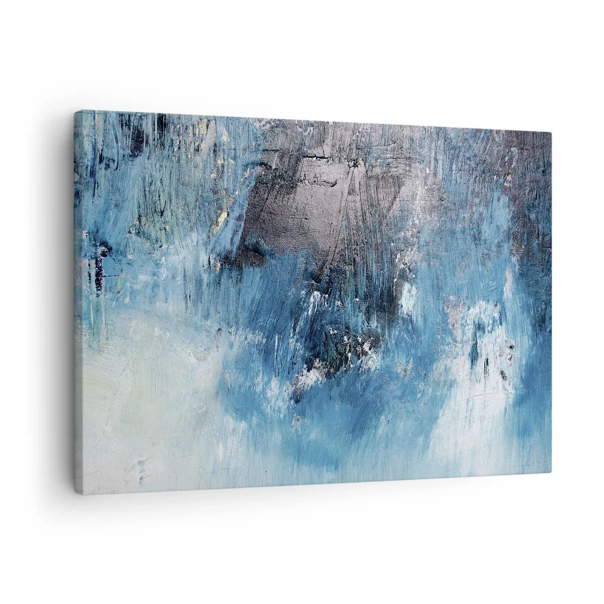 Obraz na płótnie - Błękitna rapsodia - Abstrakcyjne pociągnięcia pędzla w odcieniach niebieskiego - 70x50cm