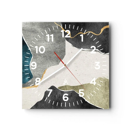 Zegar ścienny - Mozaikowa kompozycja z nitką złota - 40x40 cm