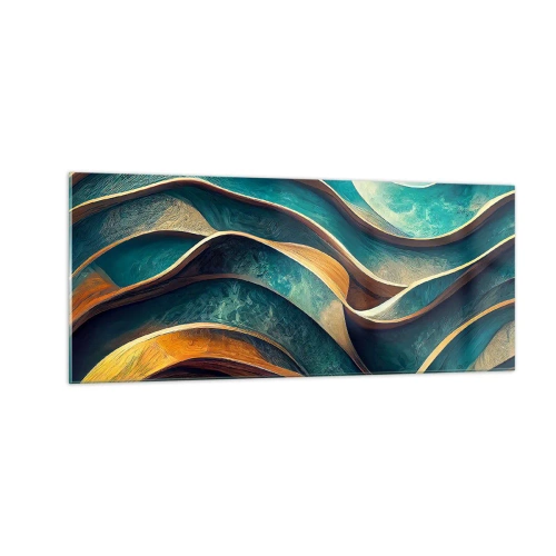 Obraz na szkle - Meandry błękitu - 100x40 cm