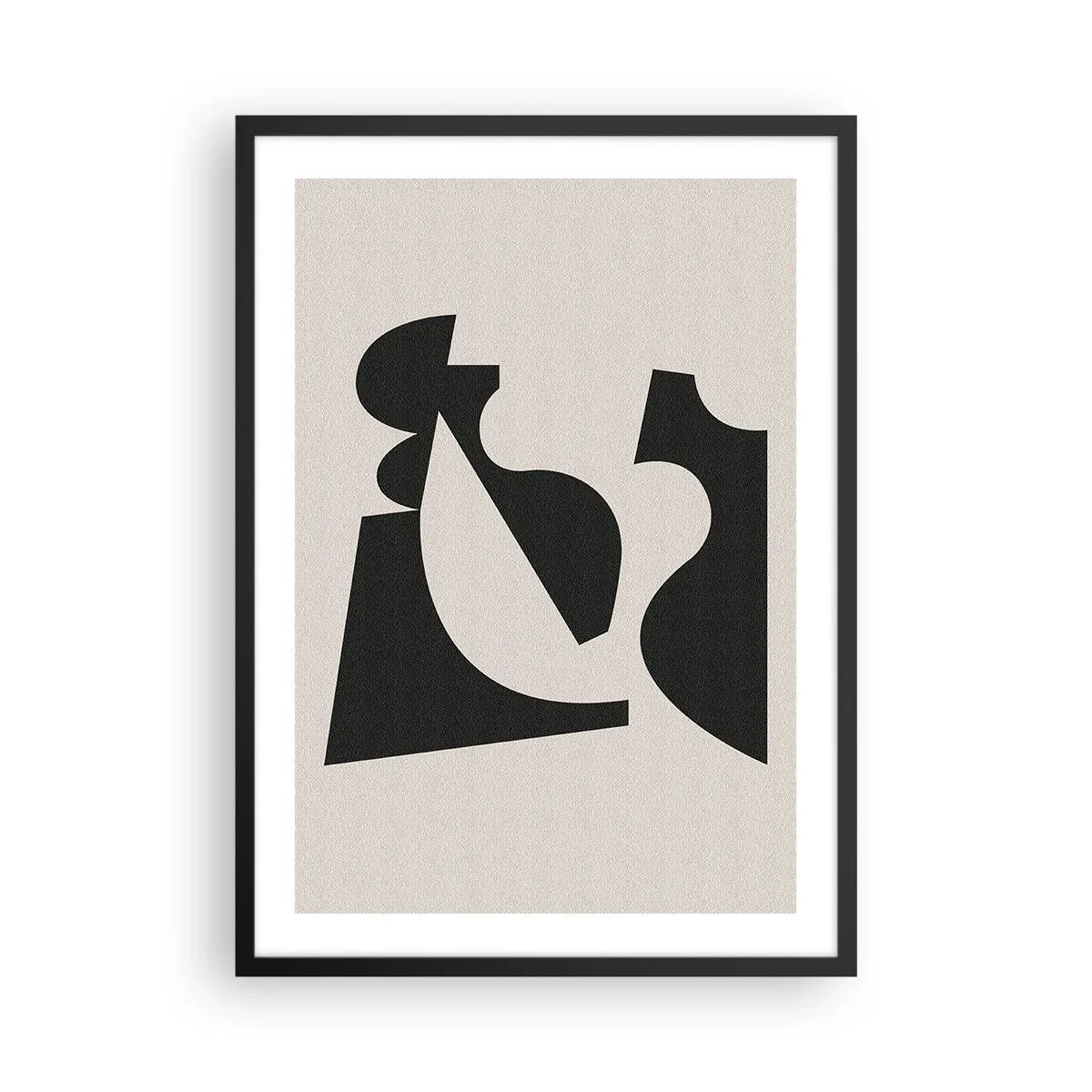 Plakat w czarnej ramie - Abstrakcyjna kompozycja geometryczna w czerni i beżu - 50x70cm - Do samodzielnego składania - Nowoczesna dekoracja ścienna do salonu i sypialni ARTTOR