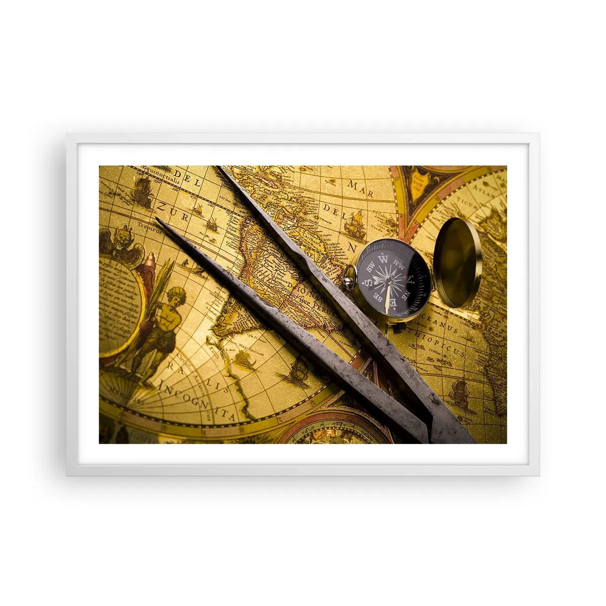 Plakat w białej ramie - Gdze te skarby? - 70x50 cm