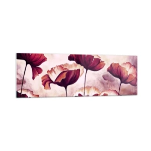 Obraz na szkle - Kwiaty w odcieniach czerwieni i bieli na subtelnym tle - 160x50cm - Płatek czerwony i biały - Nowoczesna dekoracja ścienna do salonu i sypialni ARTTOR