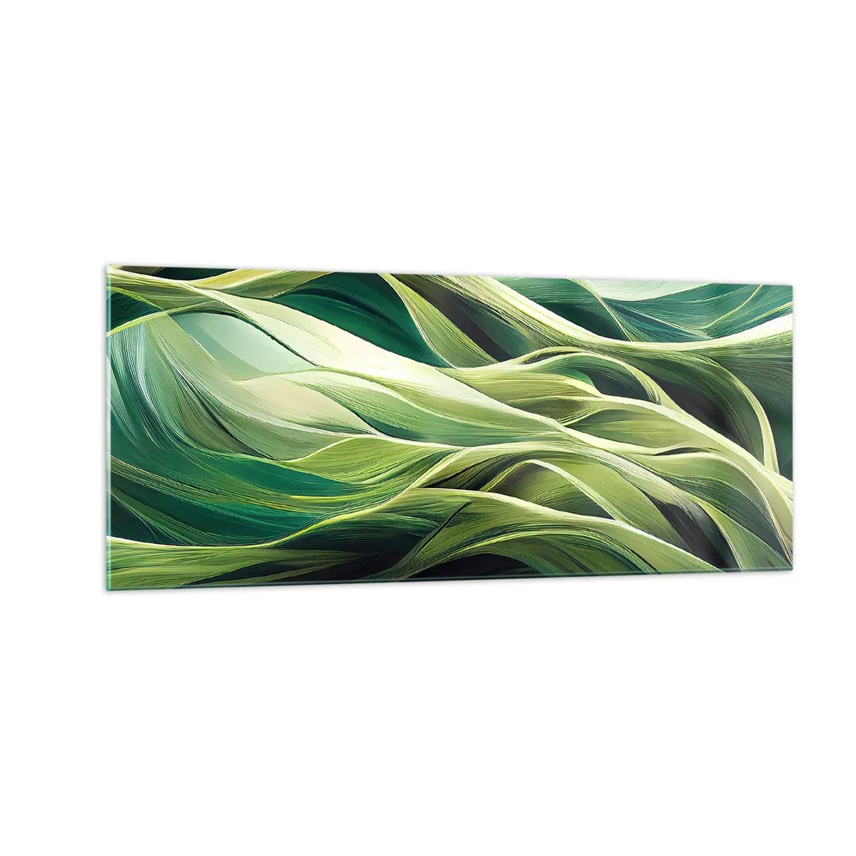Obraz na szkle - Abstrakcyjna gra w zielone - 100x40 cm