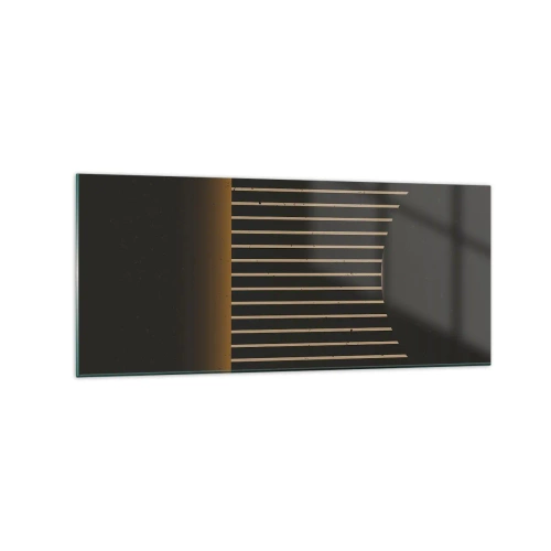 Obraz na szkle - Geometryczny wzór z pasami na ciemnym tle - 120x50cm - Zbadać ciemność - Nowoczesna dekoracja ścienna do salonu i sypialni ARTTOR