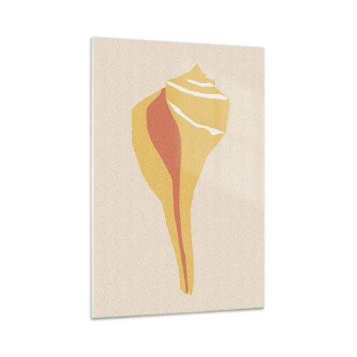 Obraz na szkle - Minimalistyczna ilustracja muszli w ciepłych odcieniach na jasnym tle - 70x100cm - Abstrakcja organiczna – wzrost - Nowoczesna dekoracja ścienna do salonu i sypialni ARTTOR