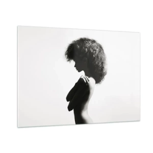 Obraz na szkle - Kobiecy akt w kontrastowym czarno-białym świetle - 100x70cm - Jak kwiat na smukłej łodydze - Nowoczesna dekoracja ścienna do salonu, kuchni i sypialni ARTTOR