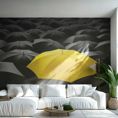 Fototapeta Standard Eco - Żegnaj smutku - Żółte Parasole, Grafika, Koncepcja - 350x256 cm