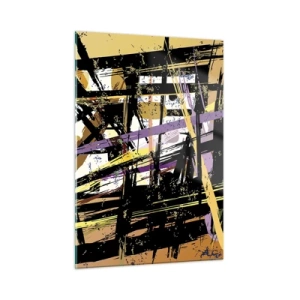 Obraz na szkle - Abstrakcyjna kompozycja geometryczna w ostrych liniach - 50x70cm - Ostre cięcie - Nowoczesna dekoracja ścienna do salonu, kuchni i sypialni ARTTOR