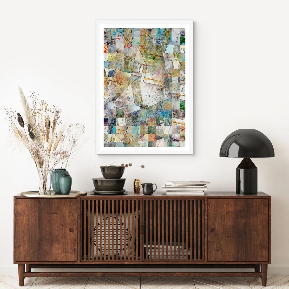 Plakat w białej ramie - Geometryczne przetasowanie - 30x40 cm
