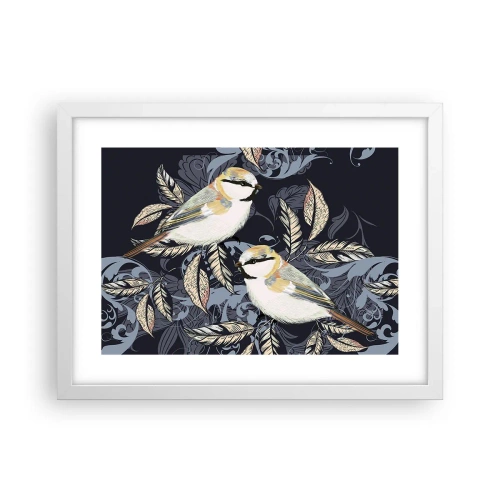 Plakat w białej ramie - Żółto-błękitny trel - 40x30 cm
