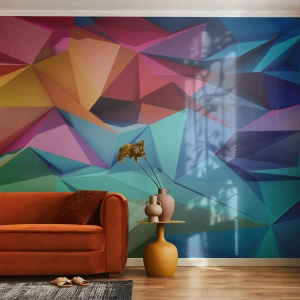 Fototapeta Premium Canvas - Tęczowe origami - Abstrakcja, 3D, Grafika - 500x350 cm
